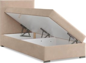 Agen egyszemélyes ágy, bársony, ágyneműtartóval, bézs