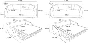 Világosszürke kinyitható kanapé 235 cm Cezanne – Bobochic Paris