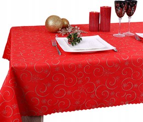 Abrosz 200x140 cm piros arany karácsonyi asztalra BN23 Tekerő mintás