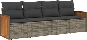 vidaXL 4 részes szürke polyrattan kerti ülőgarnitúra párnákkal