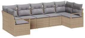 vidaXL Kanapé Szett párnával 7 pcs Bézs polirattan