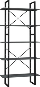 vidaXL 5 szintes szürke szerelt fa könyvszekrény 80 x 30 x 175 cm