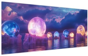 Kép - Bolygók a vízen (120x50 cm)