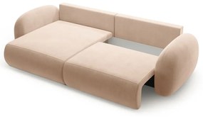 Bézs bársony kinyitható-tárolóhelyes sarokkanapé Tonale – Cosmopolitan Design