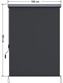 Függőleges napellenző 2,5 x 1,6 m szürke