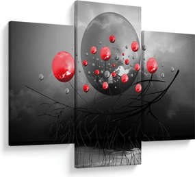 Piros absztrakt gömbök képe (90x60 cm)