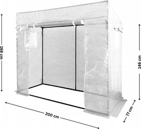 Kerti fehér paradicsom fólia 200 x 77 x 168 cm