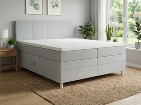 Kárpitozott boxspring ágy CARINA 160x200 cm világosszürke Matrac: Bonell rugós matrac