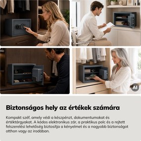 Kis otthoni széf, elektronikus kódzár, pénzhez és dokumentumokhoz, 350x250x250 mm: DORIAN