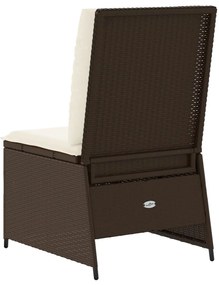 barna polyrattan dönthető kerti kanapé párnákkal