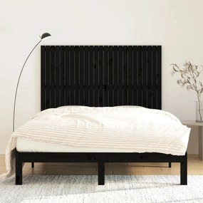 fekete tömör fenyőfa fali fejtámla 159,5x3x110 cm
