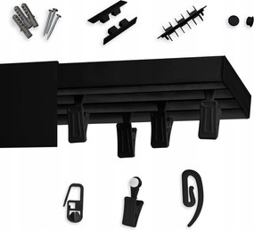 Mennyezeti függönykarnis Fekete Tripla álcázó mennyezeti sín fedéllel 140