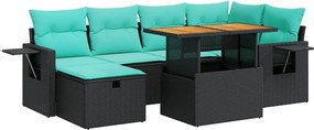 vidaXL 7 részes barna polyrattan akácfa kerti ülőgarnitúra párnákkal