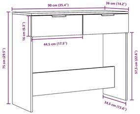 konzolasztal Régi fa 90x36x75 cm Gépelt fa