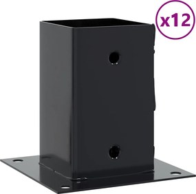 vidaXL 12 db antracit porszórt acél oszlopalapok négyzet alakú 91x91mm