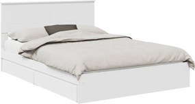 vidaXL Tárolós Ágy fejtámlával fiókkal Fehér 160 x 200 cm Faanyag