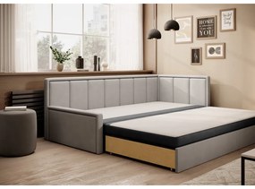 Szürke zsenília kinyitható-tárolóhelyes kanapé 214 cm Fulgeo – ELTAP