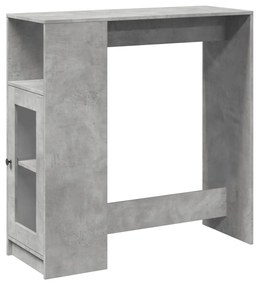 betonszürke szerelt fa tárolórekeszes bárasztal 101x40x103,5 cm