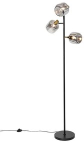 Állólámpa fekete arannyal és füstüveggel 3-lámpás - Zuzanna