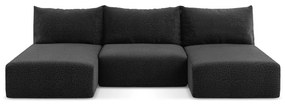 Fekete kinyitható-tárolóhelyes sarokkanapé Kalena – Makamii