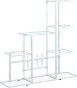 vidaXL fehér acél virágtartó állvány 94,5 x 25 x 88 cm