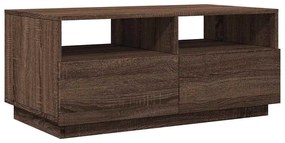 Barna tölgyszínű dohányzóasztal LED-lámpákkal 90x49x40 cm