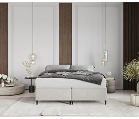 Krémszínű kárpitozott ágyneműtartós franciaágy 140x200 cm Tate – Maison de Rêve