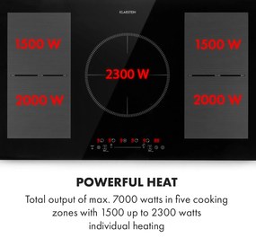 Klarstein Delicatessa 90 Flex, beépített indukciós főzőlap, indukció, 7400 W, 5 zóna, egyedülálló