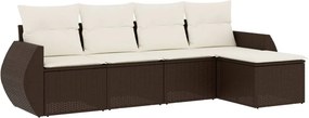 vidaXL 5 részes barna polyrattan kerti ülőgarnitúra párnával