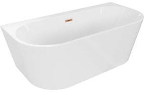 Mexen Oval+, falon ĂĄllĂł szabadon ĂĄllĂł kĂĄd 170 x 80 cm, fehĂ©r fĂ©nyes, rĂ©zmatt tĂșlfolyĂł, 52681708000-65