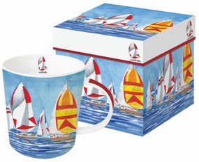 Nyári mintás vitorlás hajós porcelán bögre Regatta