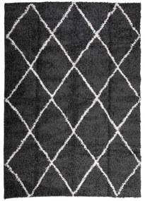 fekete és krém hosszú szálú bozontos modern szőnyeg 160 x 230cm