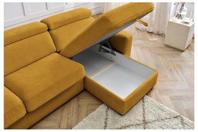 Mustársárga kinyitható sarokkanapé (variálható) Monaco – Bobochic Paris
