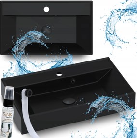 Mosdókagyló 60 Asztali Téglalap Alakú Fekete Konglomerátum