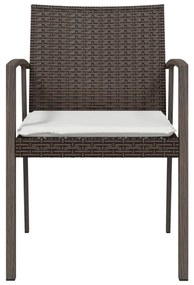 4 db barna polyrattan kerti szék párnával 56,5x57x83 cm