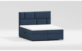 Sötétkék ágyneműtartós boxspring ágy 140x200 cm Lola – Ropez