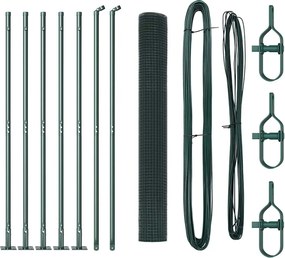 vidaXL Kerítésoszlop Zöld 10 x 0,8 m (16 x 16 mm háló) Acél és PVC
