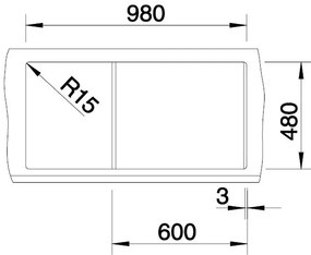 Blanco Metra 6 S, szilgránit mosogató 1000x500x190 mm, 1,5-kamrás, fekete, BLA-525927