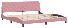 rózsaszín bársony ágykeret matrac nélkül 200 x 200 cm