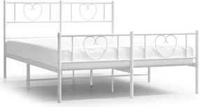 vidaXL fehér fém ágykeret fej- és lábtámlával 140 x 190 cm