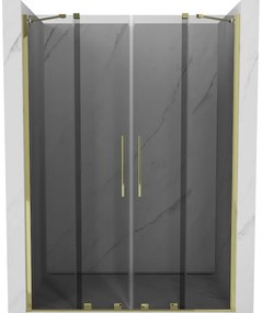 Mexen Velar Duo, tolózuhanyajtó nyitáshoz 160 cm, 8mm szürke üveg, arany fényes, 871-160-000-42-50