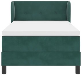 Boxspring Ágy Matrac Nélkül Sötét Zöld 100x200 cm Bársonyos