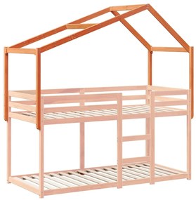 viaszbarna tömör fenyőfa gyerekágytető 213 x 95,5 x 144,5 cm