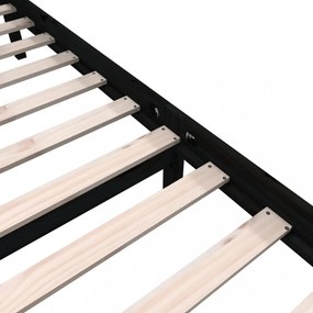 Double fekete tömör fenyőfa ágykeret 135 x 190 cm