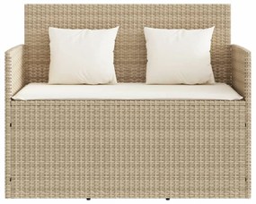 bézs polyrattan kerti pad párnákkal