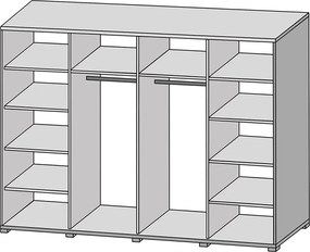 Hálószoba szett (szekrény+ágy+2x éjjeliszekrény), artisan tölgy/fekete norvég fenyő, BAFRA
