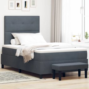 Box Spring Ágy Matraccal & Pad Sötétszürke 120x190 cm Bársony