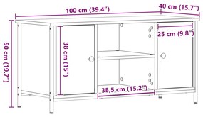 TV Szekrény Régi Fa 100x40x50 cm Műanyag Fa és Acél