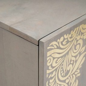 Széf polcokkal Szürke és Arany 90 x 33.5 x 75 cm Tömör mangófa