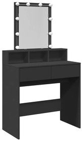 fekete fésülködőasztal LED-del 80 x 41 x 144,5 cm